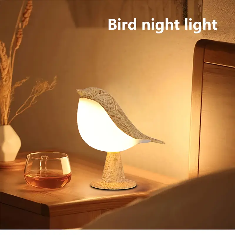 1pc art bird led table lamp 3 level adjustable touch controlled night light rechargeable lithium battery plastic freestanding desk lamp with usb cable animal theme for room types maple leaf color Product details 1