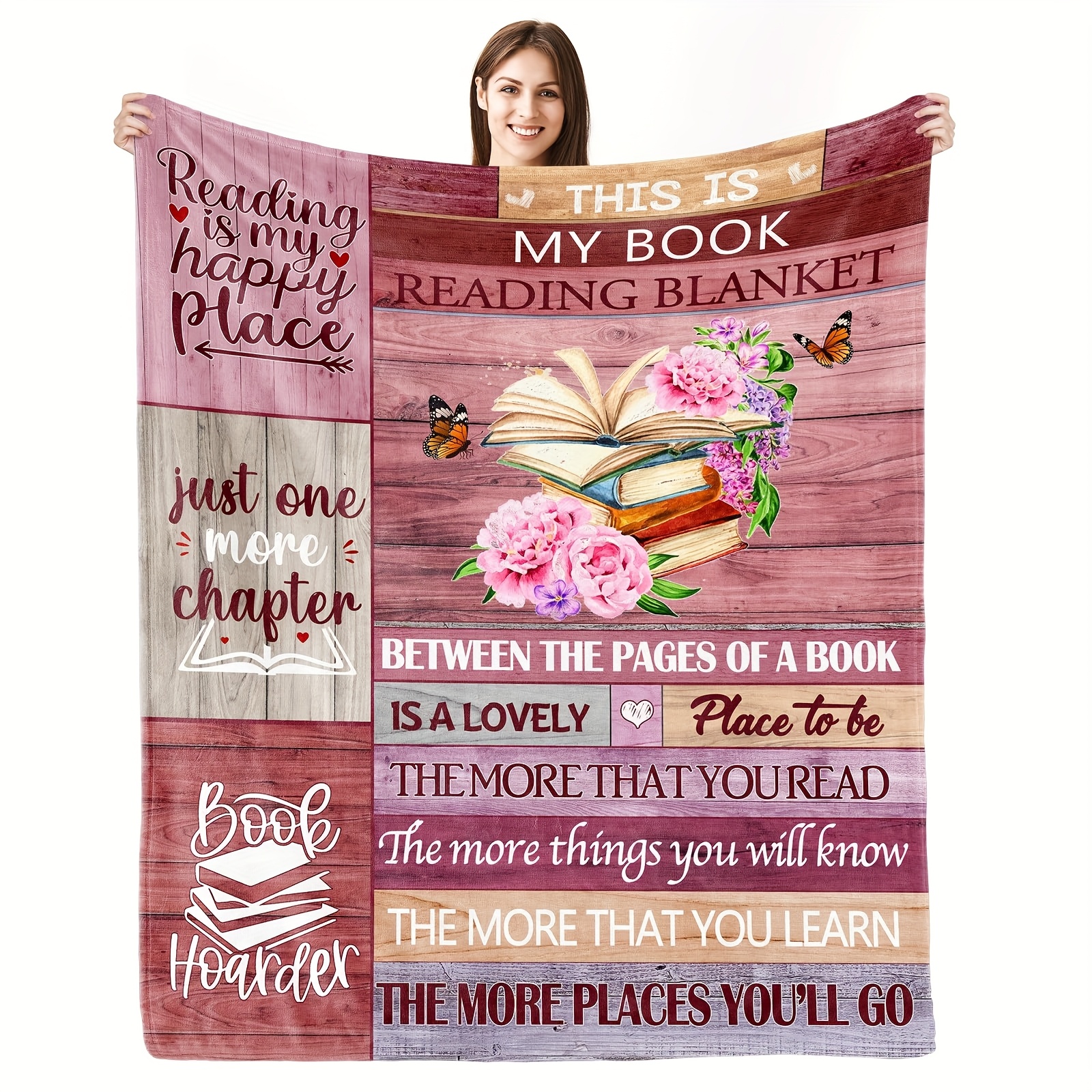 

Cozy Floral Flannel Throw Blanket - Perfect Gift For , Librarians & Book Clubs - Soft, Warm, And Machine Washable - Ideal For Couch, Bed, Office, And Travel