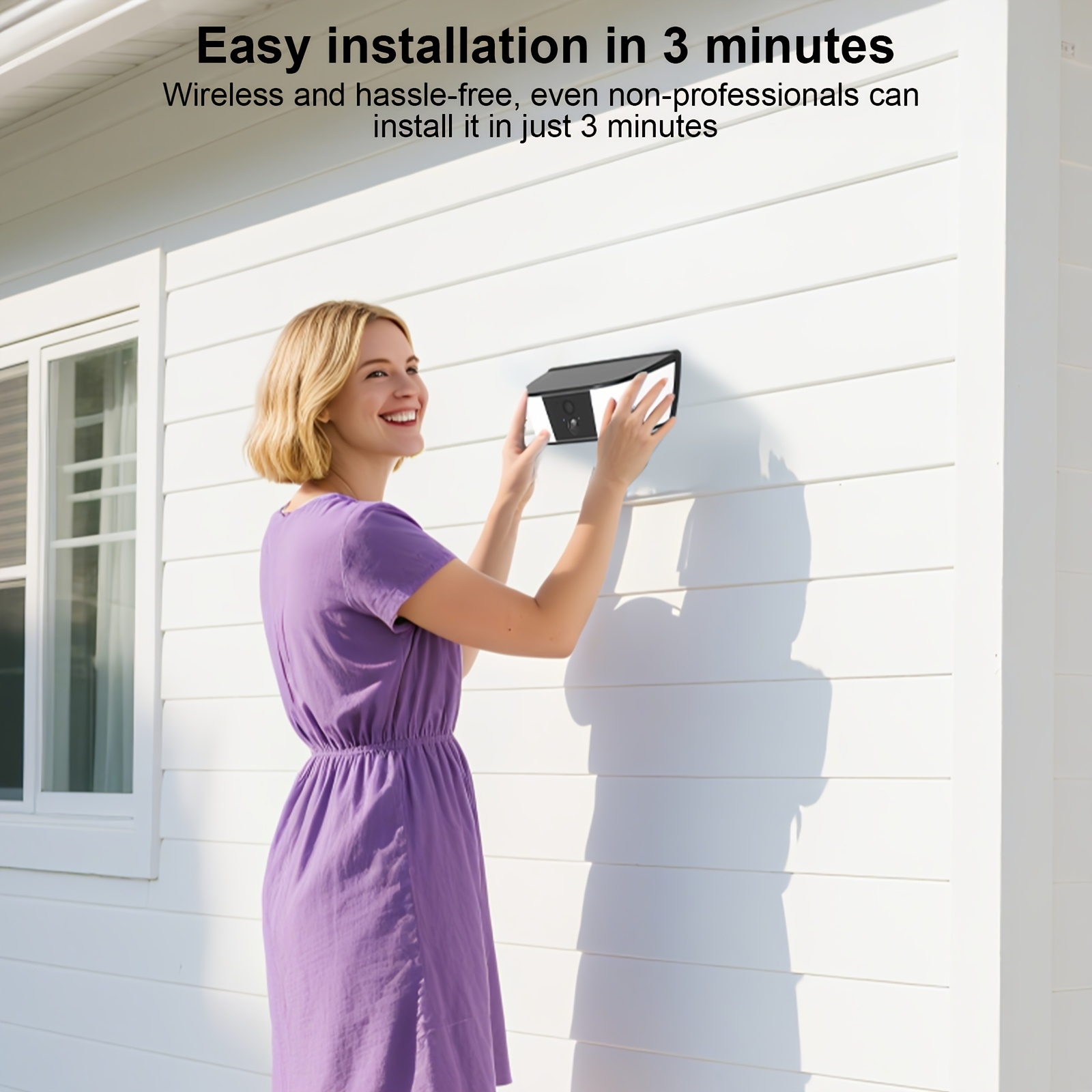 ANRAN Caméra Murale Solaire, Caméra de Sécurité Solaire Extérieure et Lumière Murale, Caméra de Sécurité Solaire Extérieure Sans Fil 2.4G pour la Sécurité de la Maison avec Détection de Mouvement IA, Lumière Activée par le Mouvement, Vision Nocturne Couleur, Sirène Stockage Cloud/SD