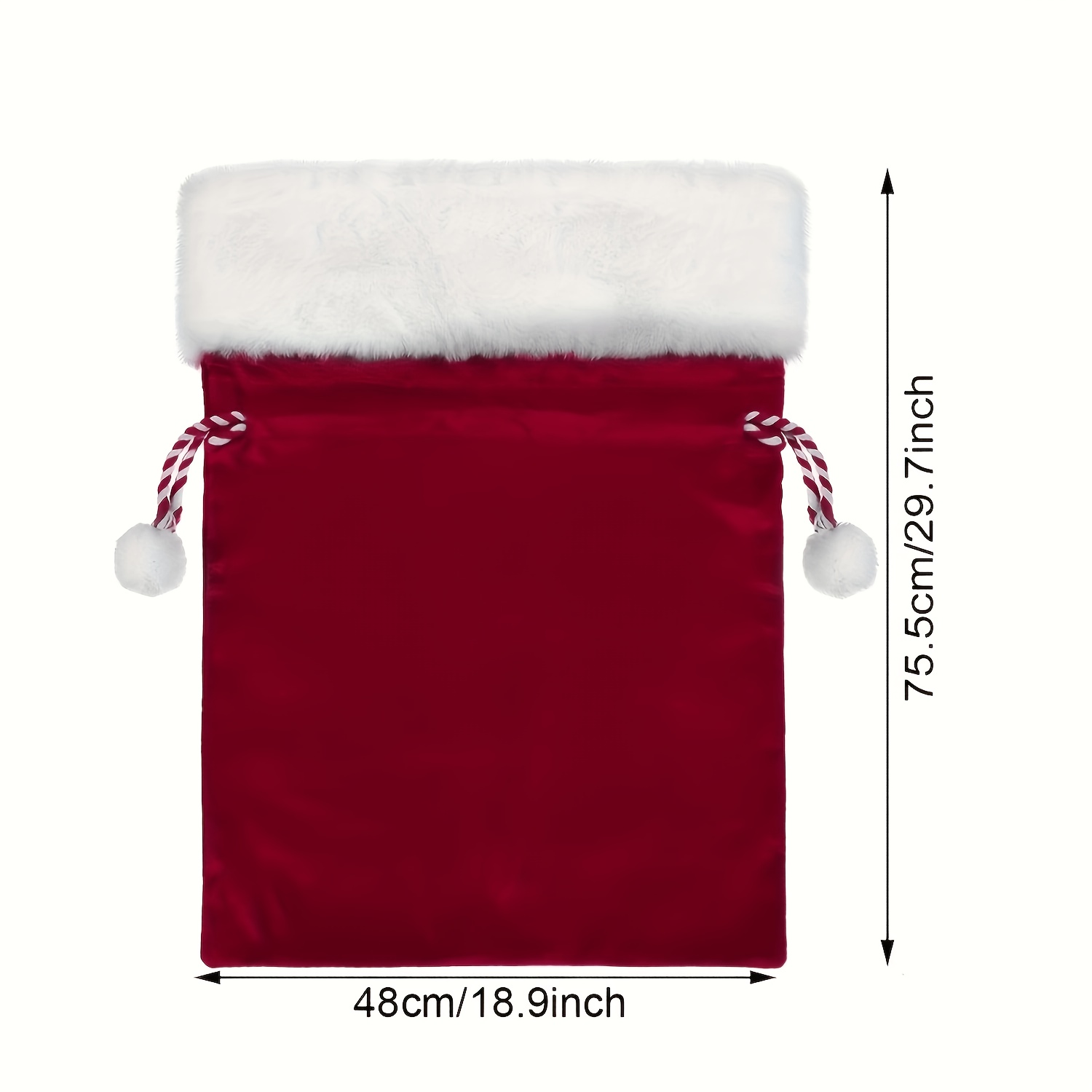TEMU A Large Velvet Santa Claus Gift Bag Measuring 75.5*48/46.5*, Featuring A Drawstring, Perfect For Holiday Gifts And Party Favors