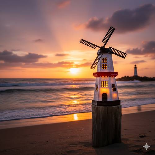 solar powered windmill lighthouse statue light decorative windmill lighthouse ornament for outdoor yard patio lawn rustic tabletop and holiday decor christmas and halloween gift