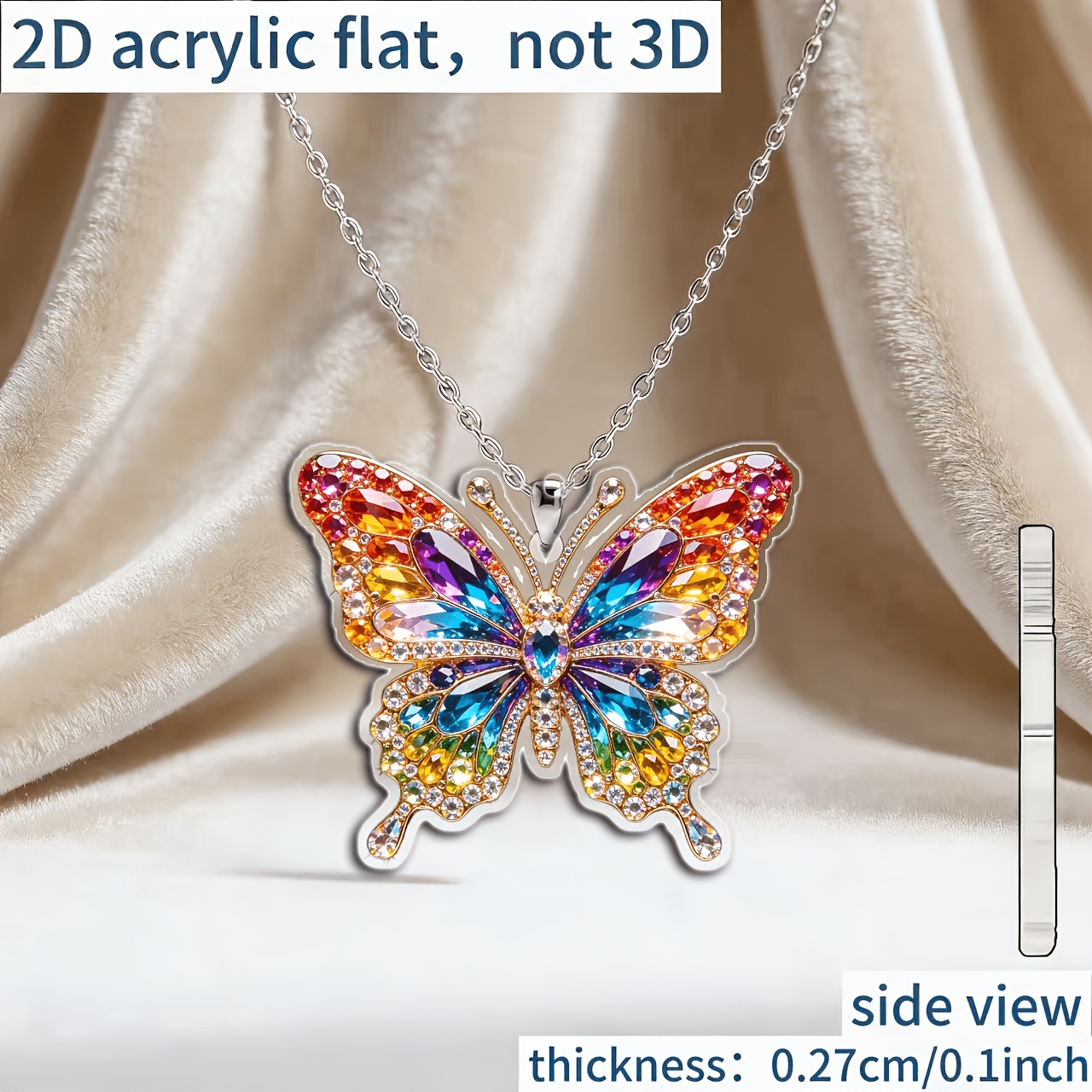TEMU 2d Flat, [2d Flat] 1pc Acrylic Colorful New Women's Necklace, Diy Pendant Fashion Sweater Chain, Ideal Gift For Birthdays And Holidays, 2d Flat