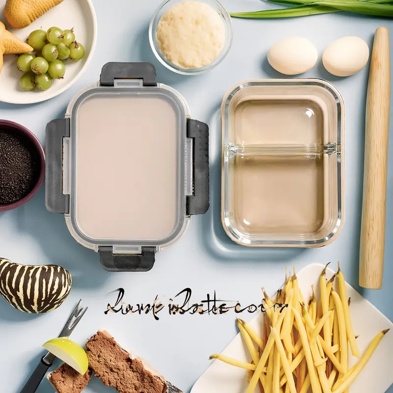 1pc large 22 88oz glass lunch box with lid 2 compartment design microwave refrigerator safe ideal for outdoor use perfect gift Product details 2
