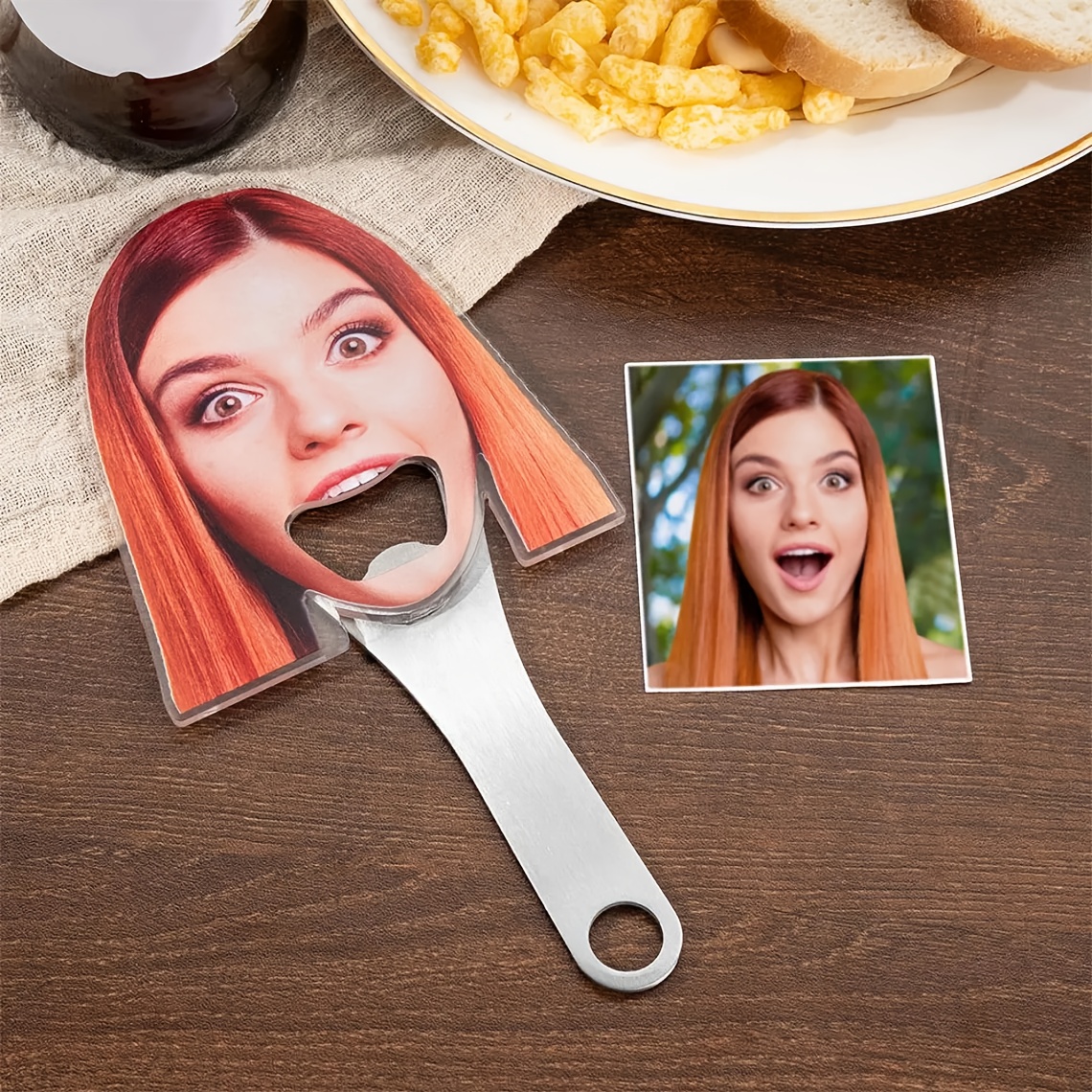 Image of 1pc Custom 2d Flat Personalized Bottle Opener Keychain, Photo Bottle Opener, Bottle Opener Keyring, Gift For Boyfriend, Gift For Him, Birthday Gift, Groomsmen Gift, 2d Flat