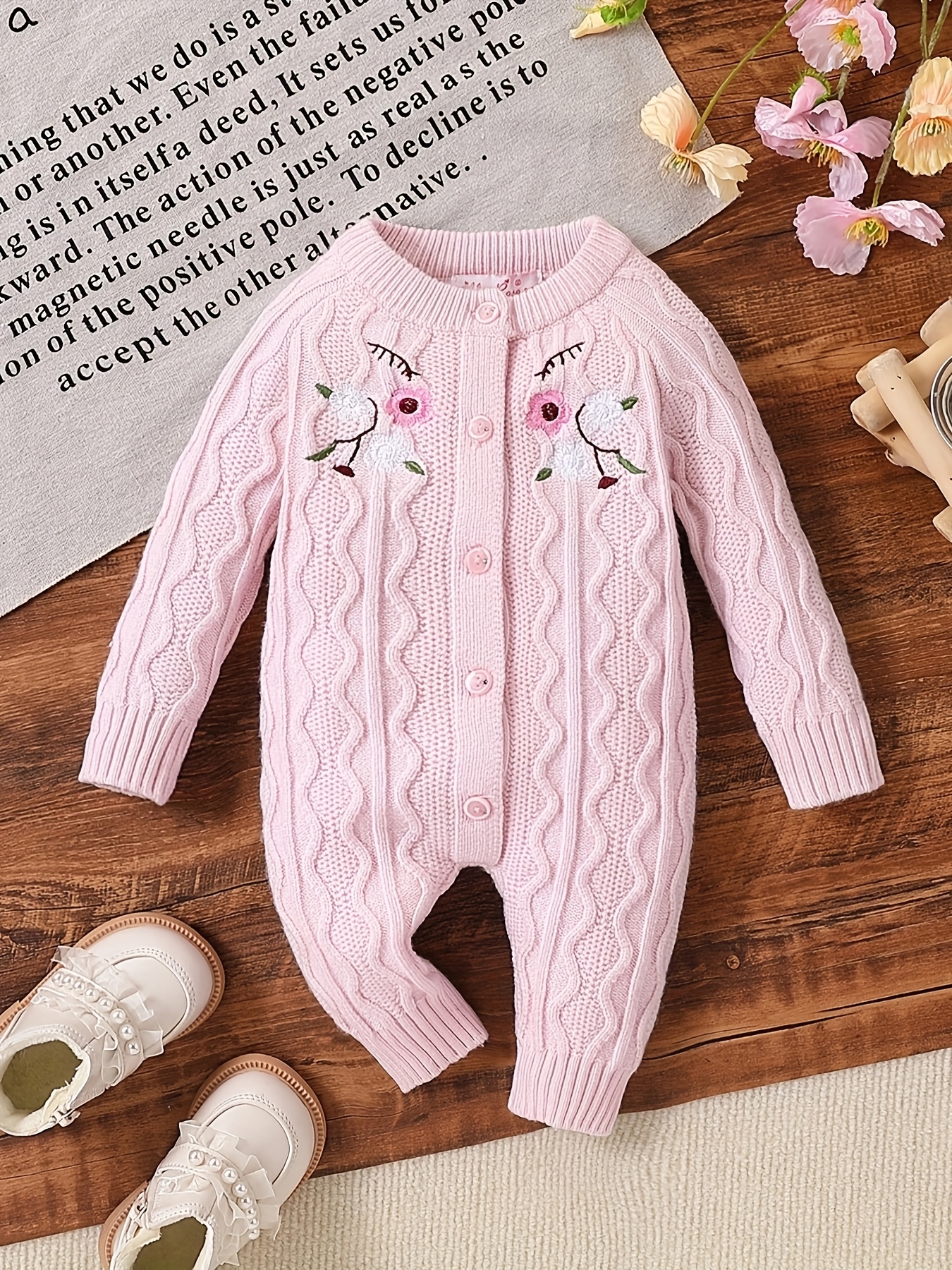 children's girls' apricot round neck button cardigan sweater