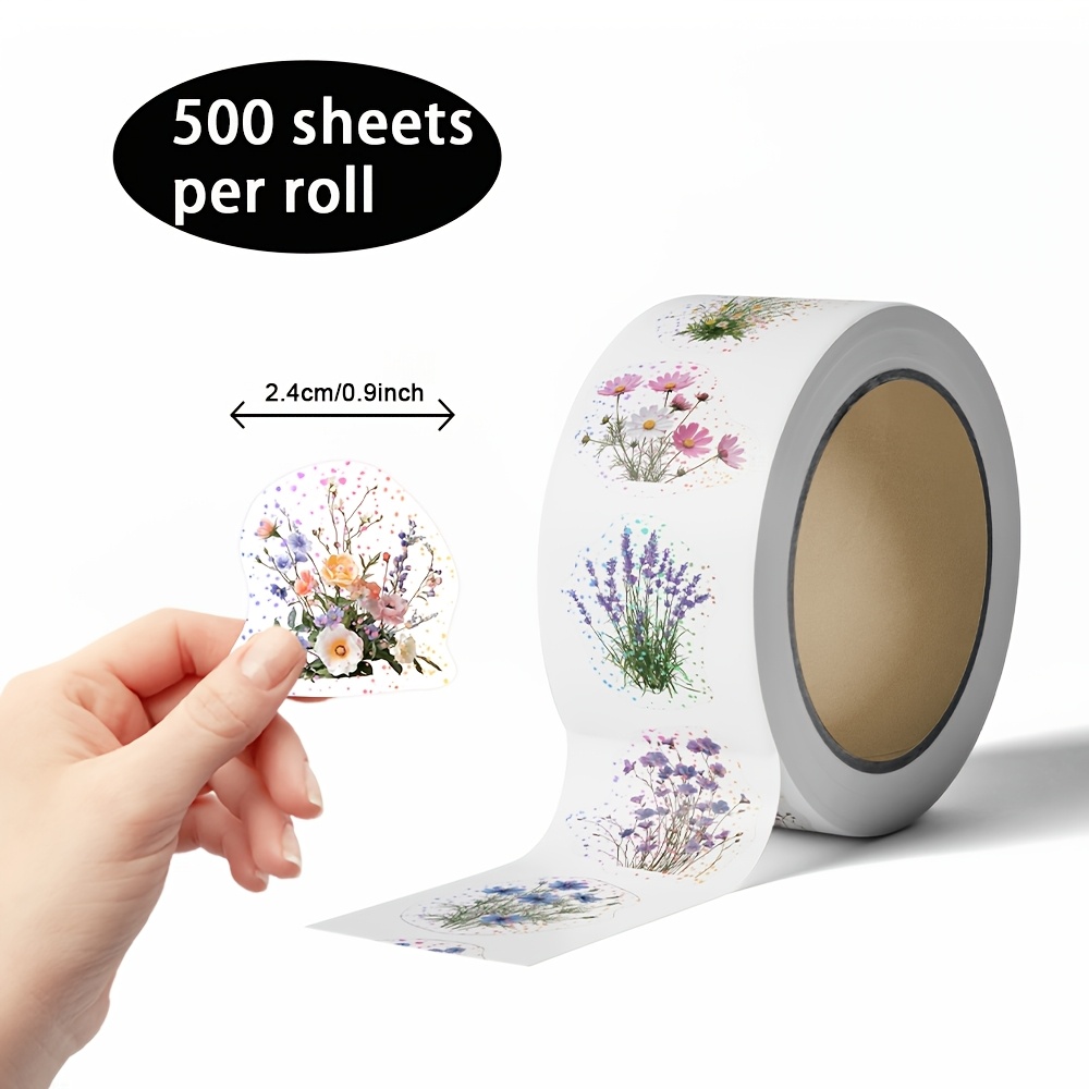TEMU 500 Sheets/roll Laser Transfer Stickers, Floral And Botanical Theme, Including , Lavender, Daisies, Wildflowers, And Blue Floral Linen. Suitable