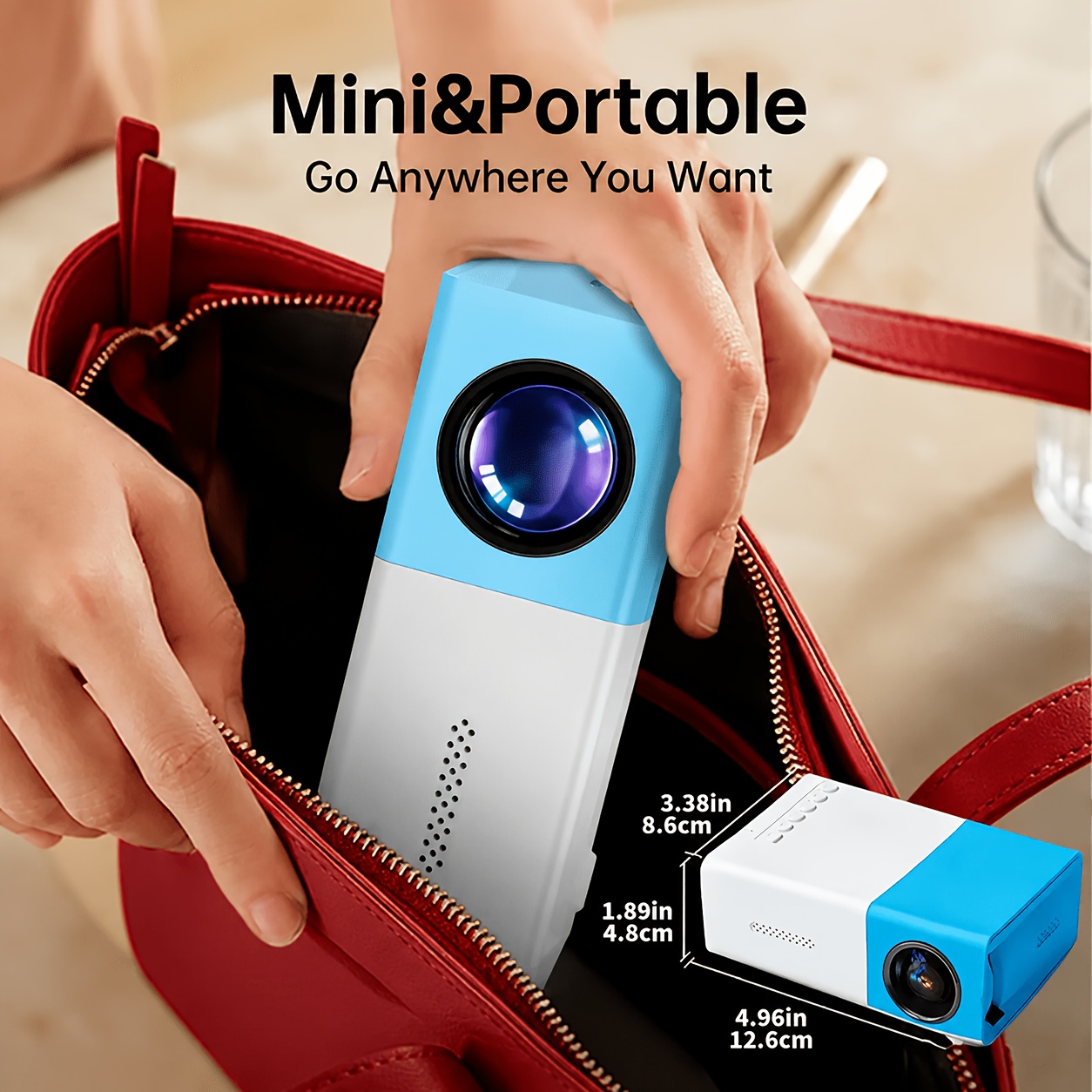 Portable Mini LED Projector with Remote & Speaker