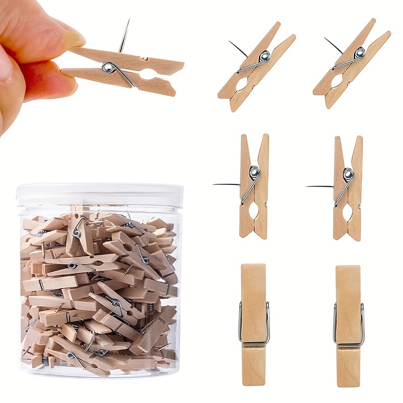 

30pcs Wooden Push Pin Clips - Chic Classroom Decor & Office Accessories For Teachers - Bulletin Board & Cork Board Organizers With Stylish Design