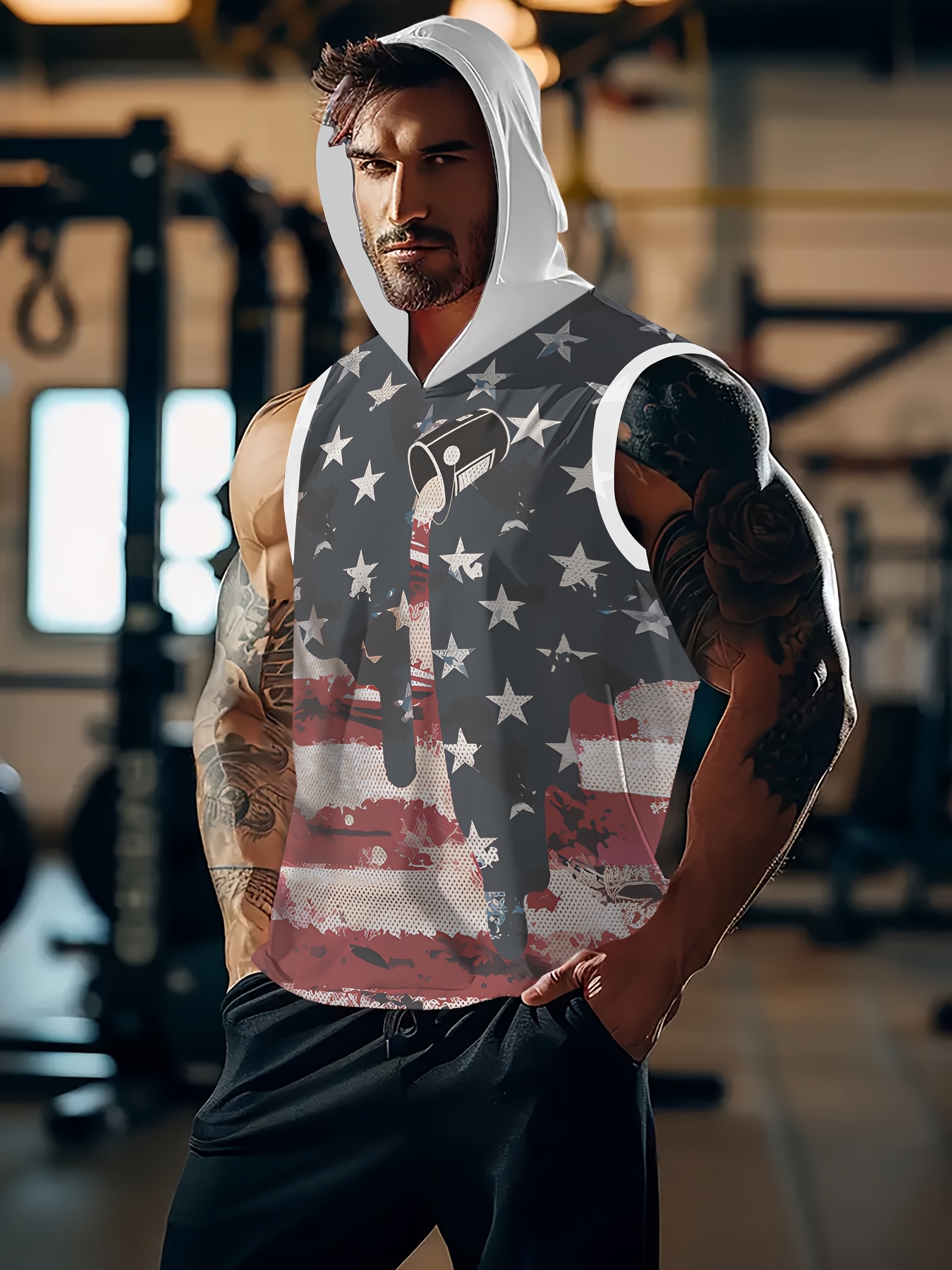 sudadera sin hombre estampado americana Temu Peru