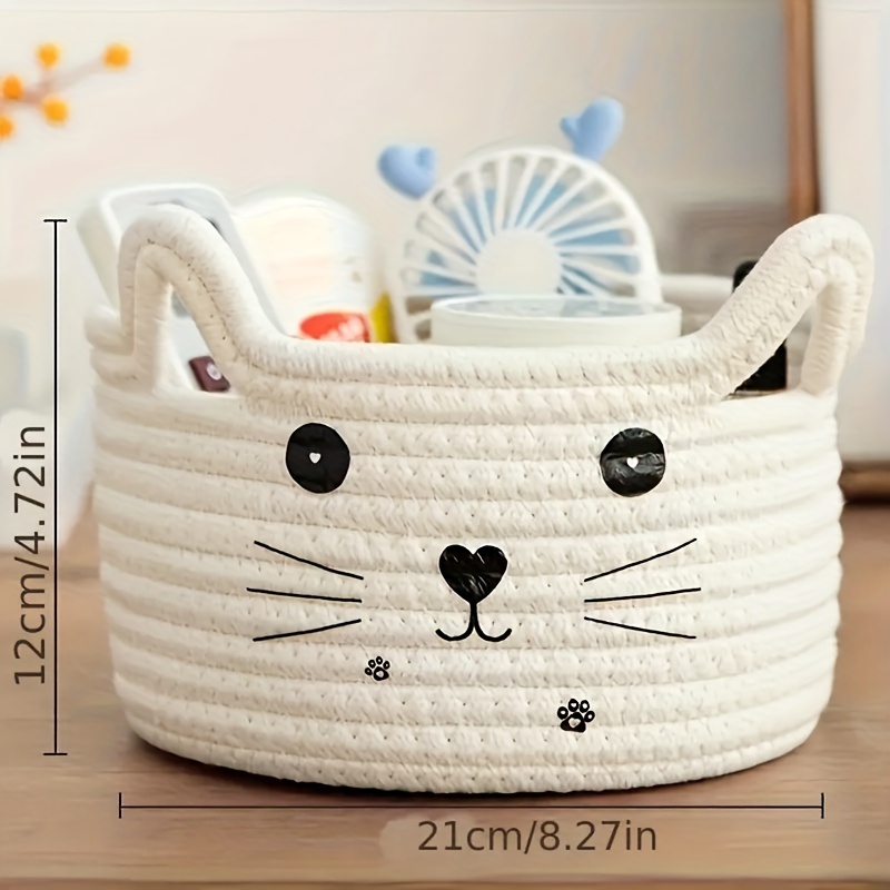 

Panier de Rangement de Chat – Organisateur en Tissu Tissé avec Ouverture Supérieure, pour la Décoration de ou du Bureau, 12x21cm, Cadeaux pour des Chats, Paniers d'Étagère