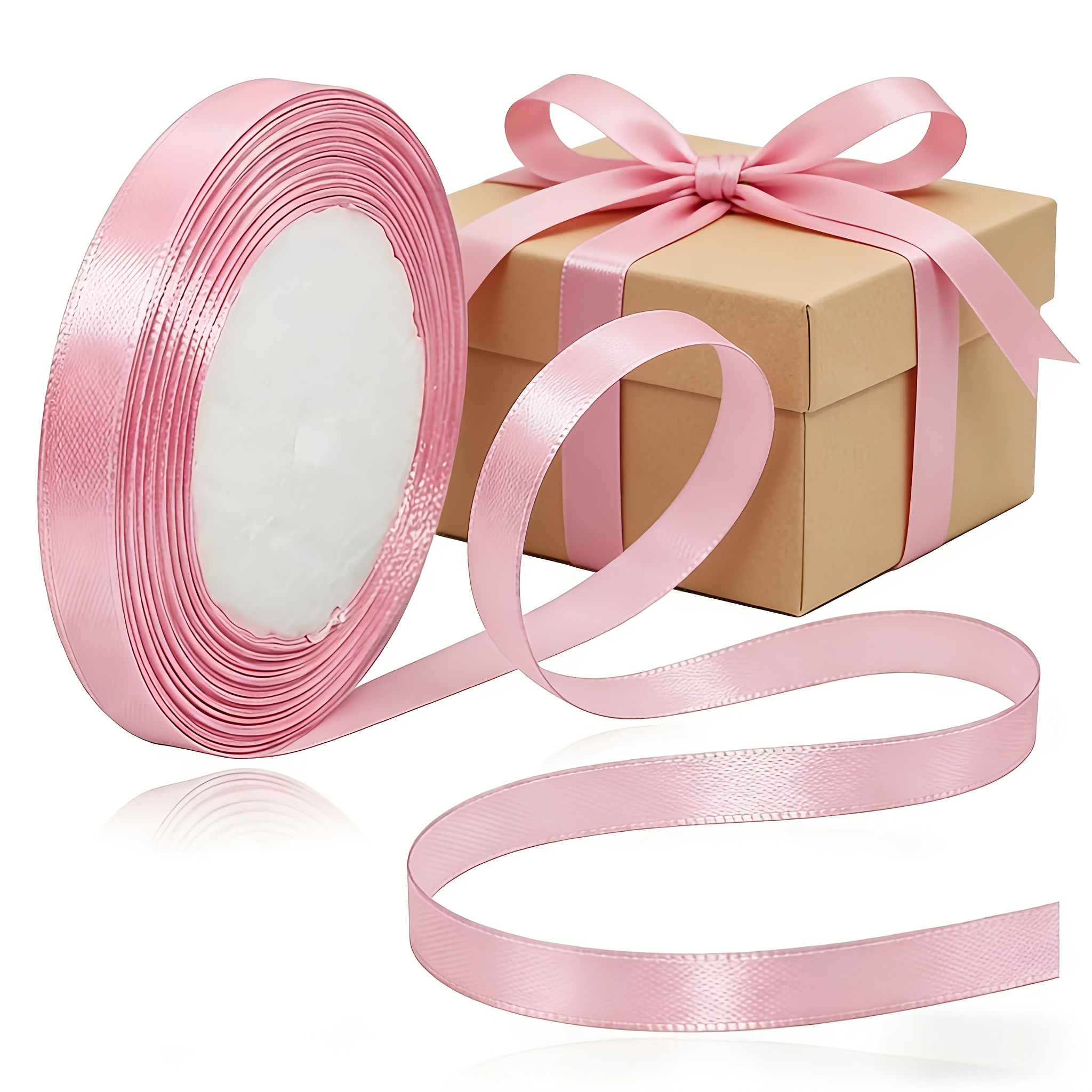 TEMU 1 Rotolo di Nastro in Raso Rosa da 25,1 , Larghezza 3/8 di Pollice - Nastro in Tessuto Qualit� per Confezioni Regalo, Artigianato, Creazione di