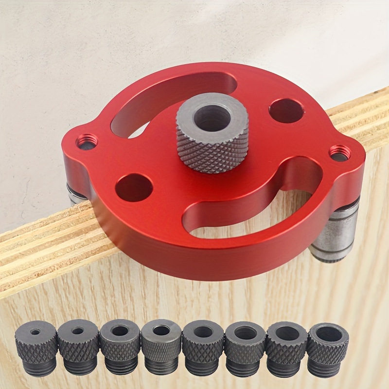 

Red Aluminum Alloy Woodworking Doweling Jig, 2-10mm Vertical Pocket Hole Punch Locator With Drill Bushings & Hex Diy Furniture & Carpentry Projects