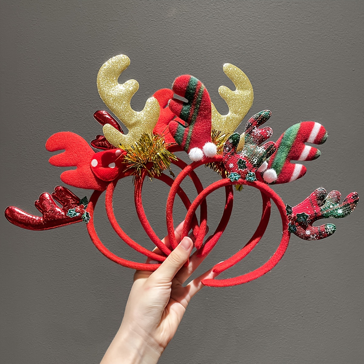 

5pcs Christmas Headband Cute Reindeer Antlers Hair Hoop Party Cosplay Costume Hair Accessories