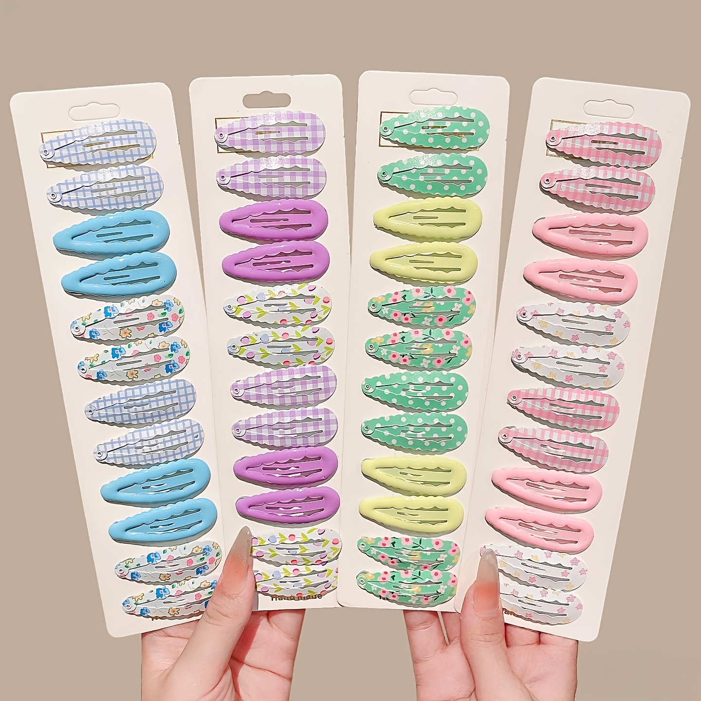 TEMU 48 Pezzi di Mollette per Capelli Dolci con Motivi e a Quadri, Fermagli per Capelli Antiscivolo a Sgancio , Accessori Estetici per Capelli da