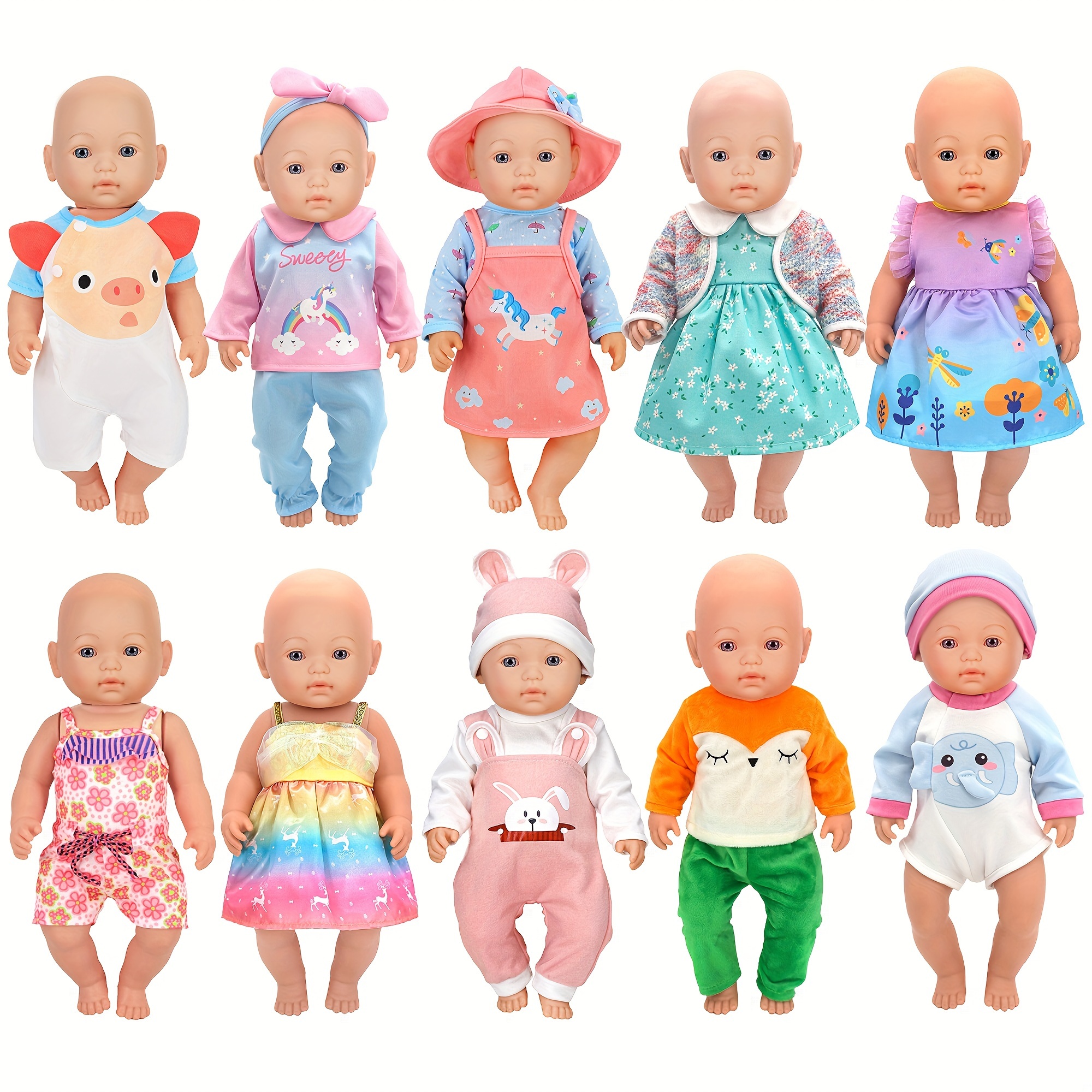 Image of Fashion 10 Sets Baby Doll Clothes And Accessories Play Set Outfits Dresses For 43cm/ 17 Inch Baby Dolls (no Doll)