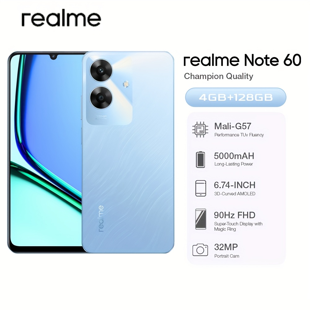 realme note 60 smartphone compatible : pantalla oled rápida - Temu
