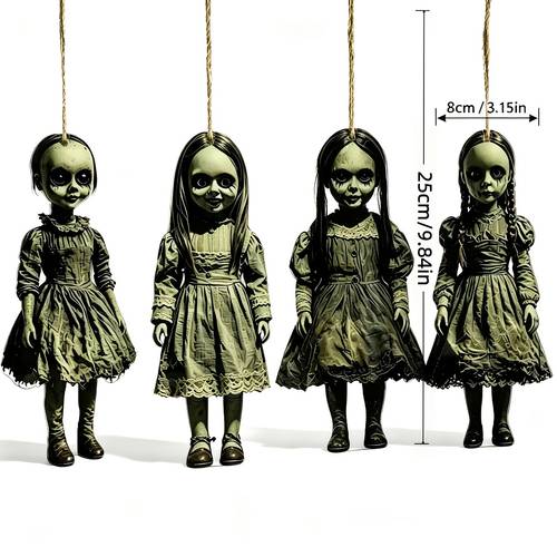 ensemble dornements suspendus de poupées dhorreur vintage - poupées en plastique inquiétantes adaptées aux décorations dhalloween et de pâques, figurines suspendues sinistres pour intérieur/extérieur, cour - décor de fête effrayant pour une ambiance hantée