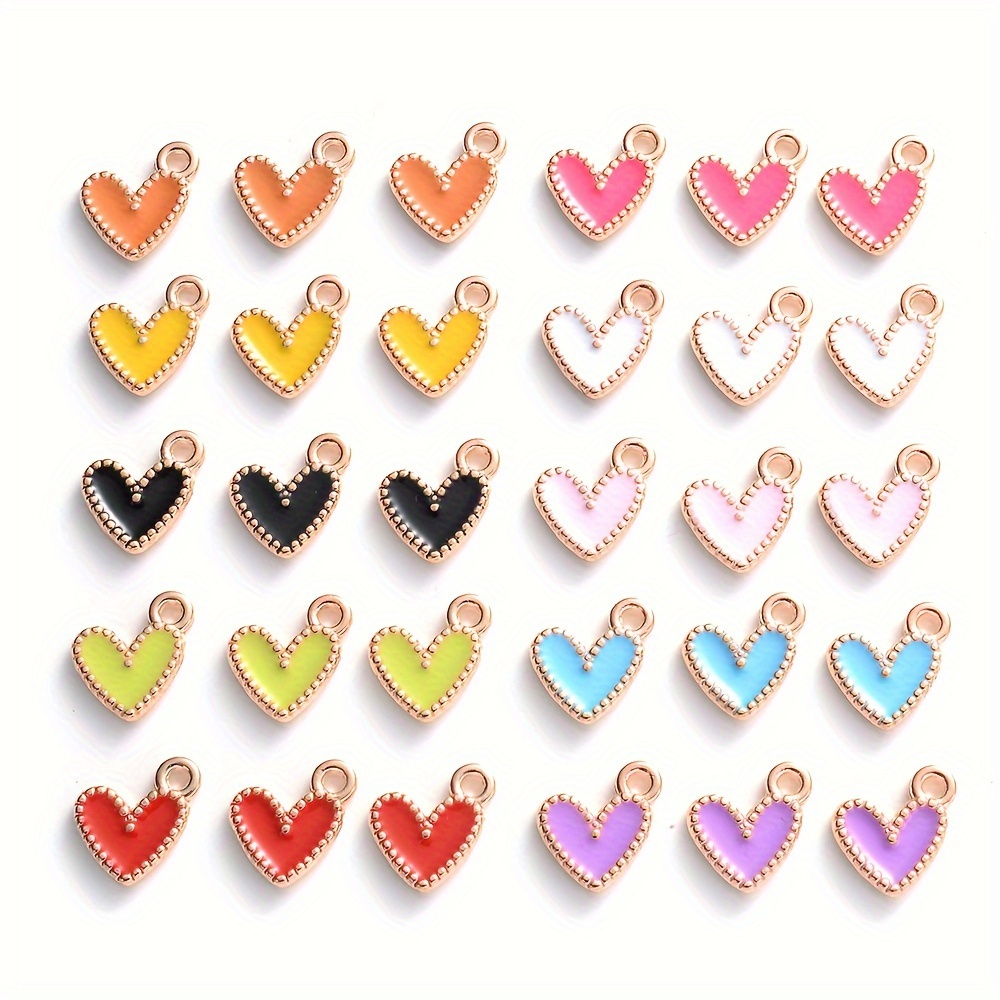 

Germeglity 30pcs Enamel Heart Charms Set, Alloy Multicolored Pendants For Diy Necklace, Jewelry Making And Craft Accessories