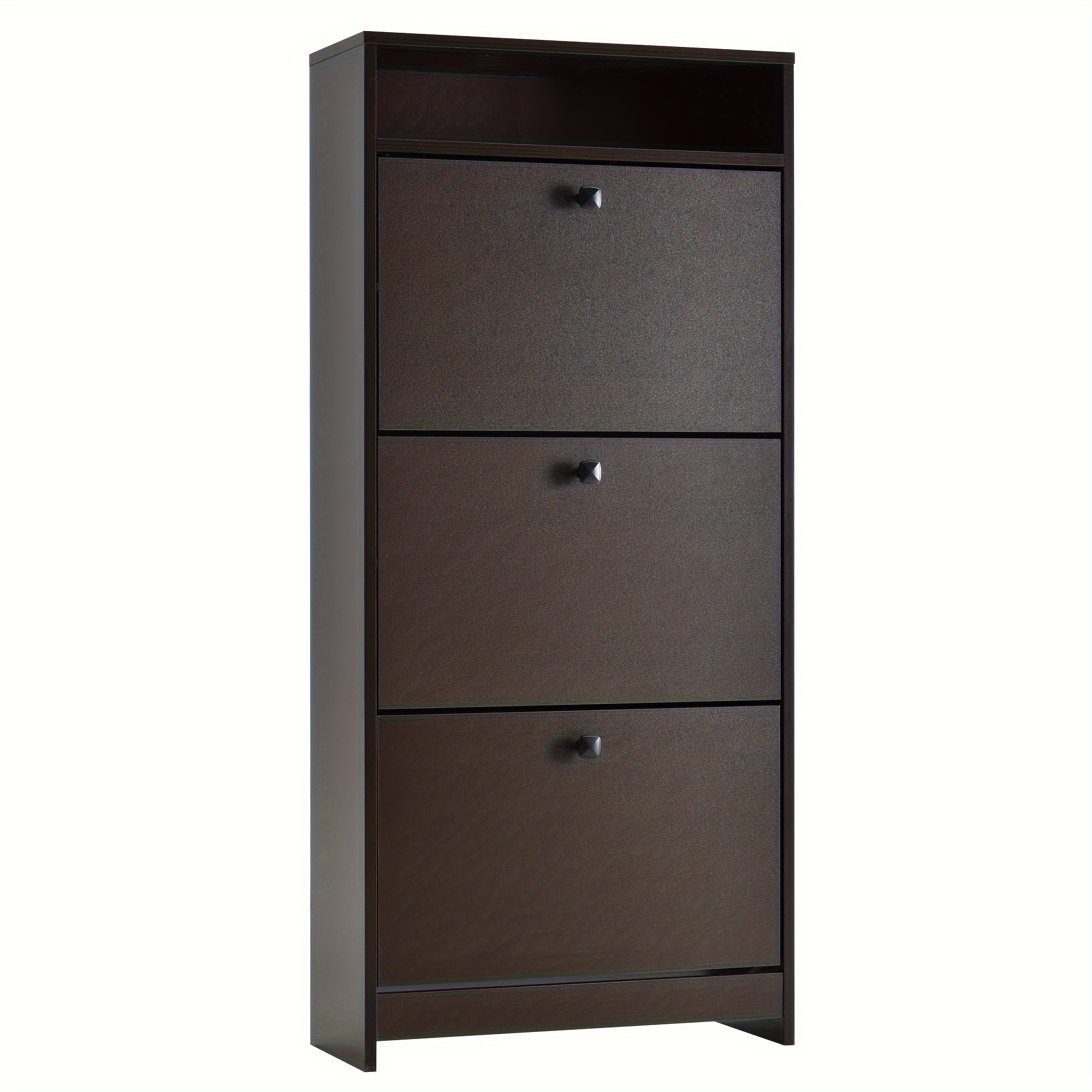 

Slim Shoe Cabinet, Trendy Shoe Storage Cabinet With 3 Large Fold-out Drawers & A Spacious Top Surface For Small Items, Espresso