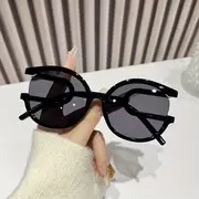 large cat eye sunglasses for women men semi rimless y2k fashion gradient lens sun shades for beach party prom details 4
