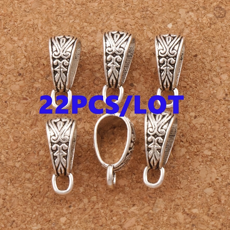 22pcs Beads Bails Connector Hanger Fit Charm Pendant Diy Necklace Jewelry Charm Pendants Hanging