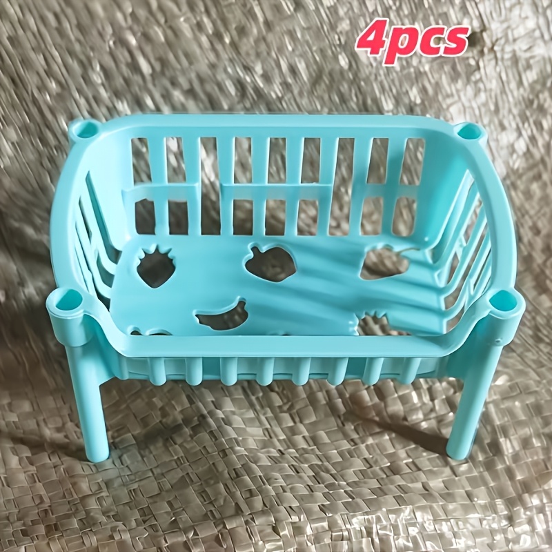 TEMU 4pcs Miniature Storage Racks, Simulation Multi-tier Fruit Vegetable Display Shelves, Dollhouse Supermarket Kitchen Bathroom Decor Shelves
