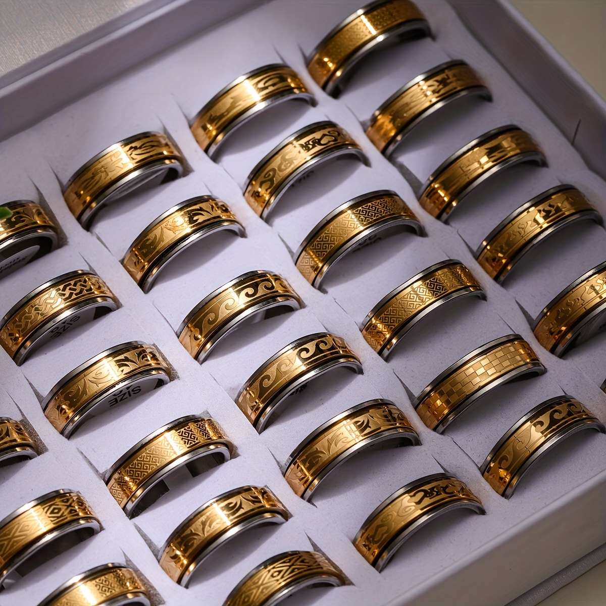 wholesale lots 30pcs stainless steel golden silvery men woman rings for men rotating stainless steel anti stress anxiety   spinning ring Product details 3