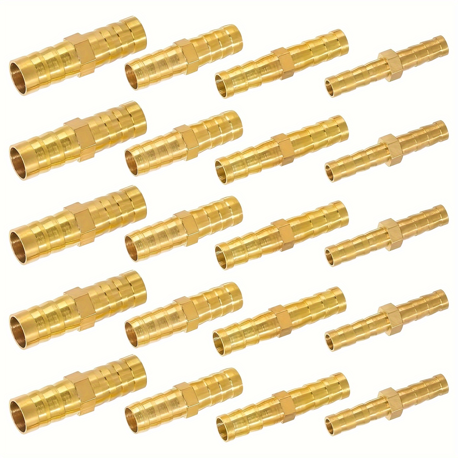 

20-piece Brass Hose Connector Set, Universal Barb Fitting Adapters For Air/water/fuel/oil Lines - Leak-proof, European & American Thread Standard, Multi-size (6mm/8mm/10mm/12mm)