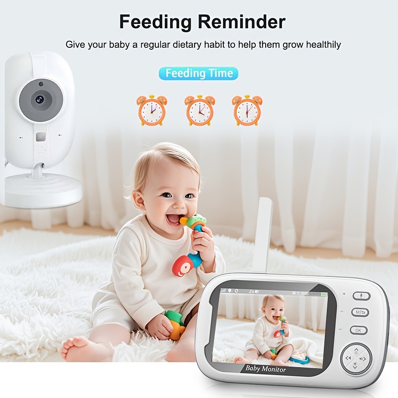 720P HD Monitor with an 8.89cm LCD Screen, 274.32m Wireless Transmission Range, Automatic Night Vision, Two-way Audio, Temperature Sensor, 8 Lullabies, USB Charging Design, 1 Camera + 1 Display Unit. Suitable for Home Security and Pet Monitoring.