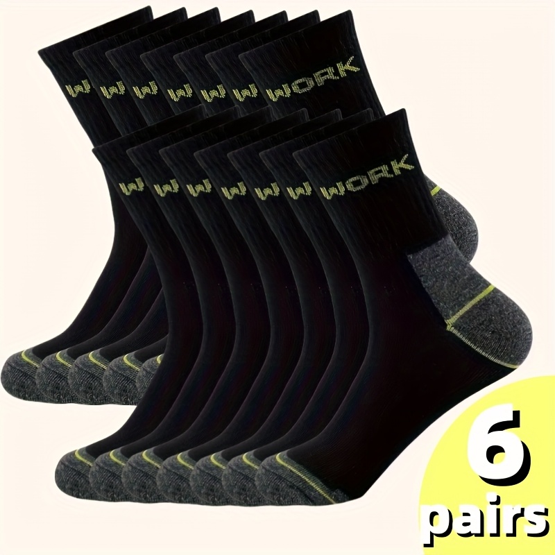 TEMU Random 6-pair Pc Of Long Tube Sports Socks With Letters, Sweat-absorbing And Breathable, Suitable For Winter And , Unisex, Color Block Socks