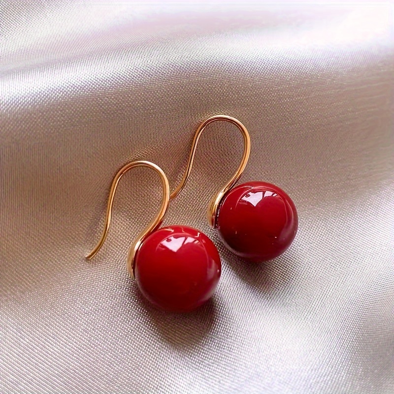 

1pair Fashion And Cute Red Pearl Earrings, And Easy-to-wear, Well With Any Outfit