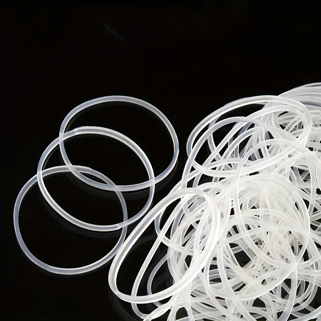 TEMU Silicone Rubber Bands High Elasticity Durable - 50/100/200/300pcs Transparent Industrial Rubber Bands For Heat Resistance, 4cm Diameter