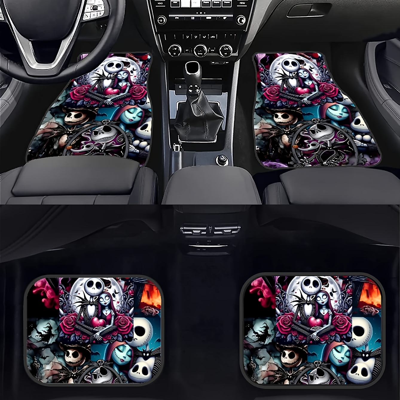 TEMU 4pcs And Cartoon Car Floor Mats, Non-slip Durable Polyester Fiber Car Mats, Suitable For Sedans, Suvs, Trucks, Car Interior Protection, Ideal Gift For Men And Women