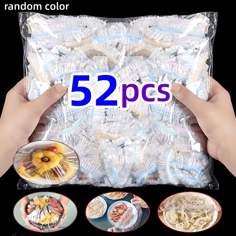 TEMU 52pcs Heavy-duty Food-grade Disposable Plastic Wrap - Blue And Red Stretch Leak-proof Dust-proof Plastic Film, Suitable For Kitchen, Parties,