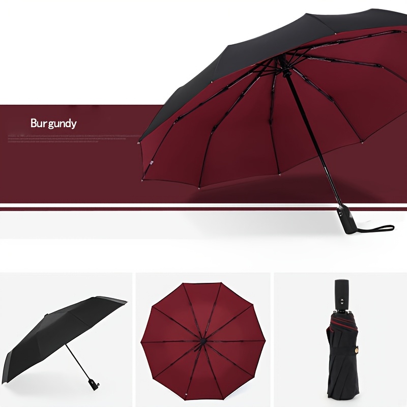 TEMU Mustarpicking Double Layers Large 10 Strong Reinforced Ribs Folding Umbrella With Uv Protection, Waterproof & Windproof Durable Compact Umbrella For