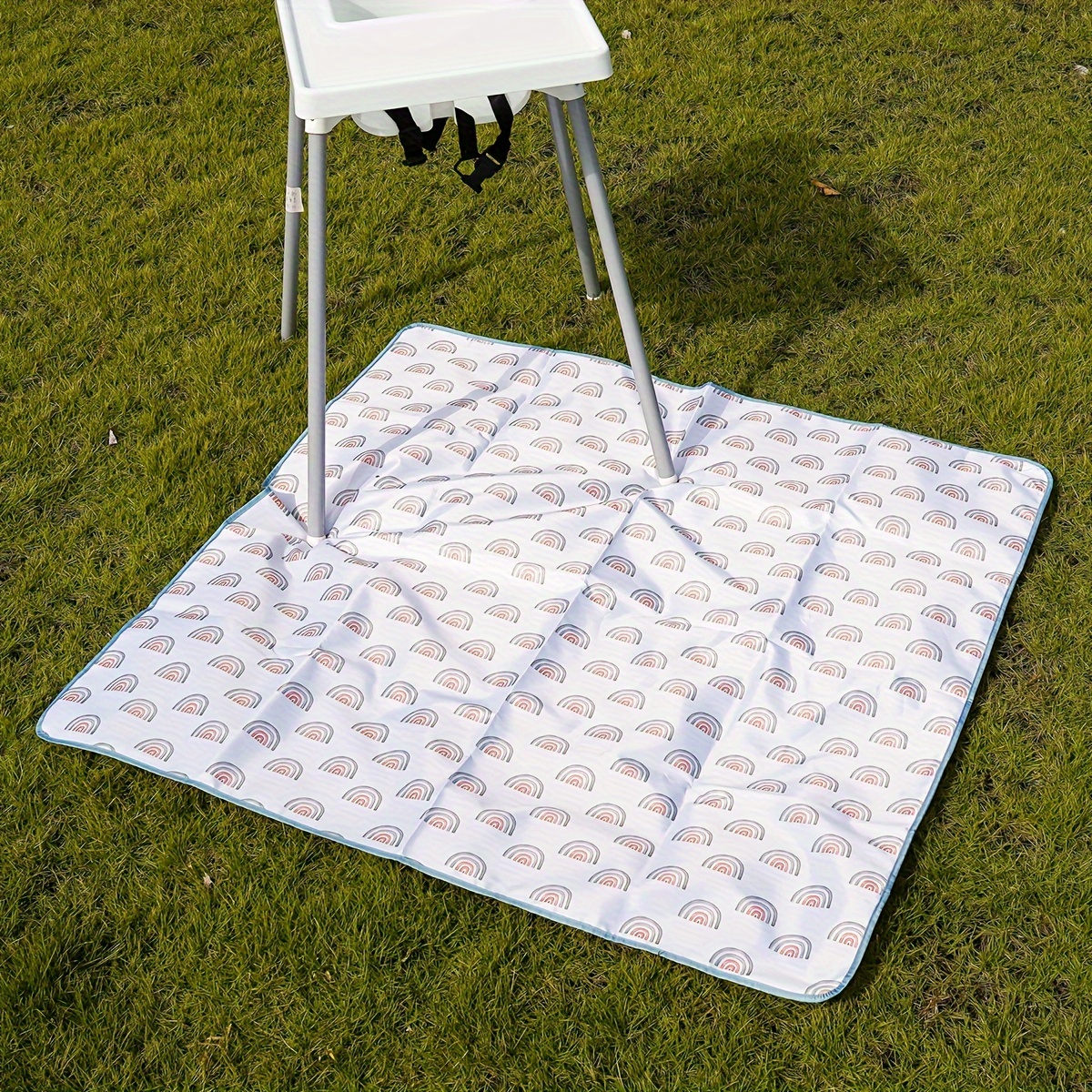 happyflute 43 inch square splat and play mat   0 3 washable waterproof polyester fiber with anti slip backing high chair floor protector arts crafts picnic mat details 3