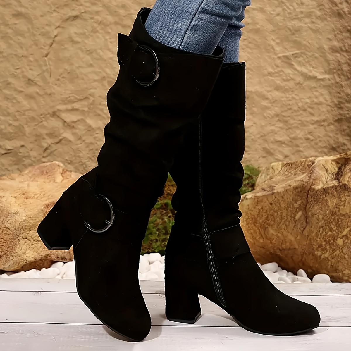 

Ms. ' Casual Knee-high Boots With A Zipper For Added Height.