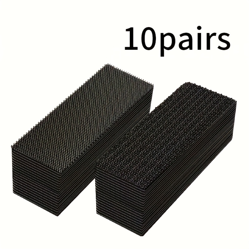 TEMU 10 paires/20 paires/50 paires Fixations rectangulaires pour tapis à bande magique à haute , patchs de fixation pour tapis de voiture, tapis de