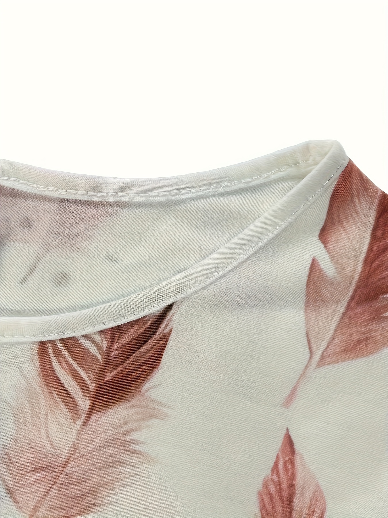 Fashion Pink Leaf Digital Ethnic Style Short Sleeve Long Pants Women's Casual Set