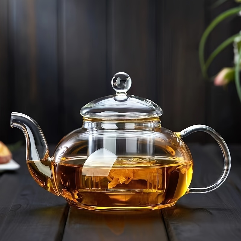 

Clear Glass Tea Pots With Lids And Built-in Tea Strainers - 600ml, 800ml, And 1000ml Sizes