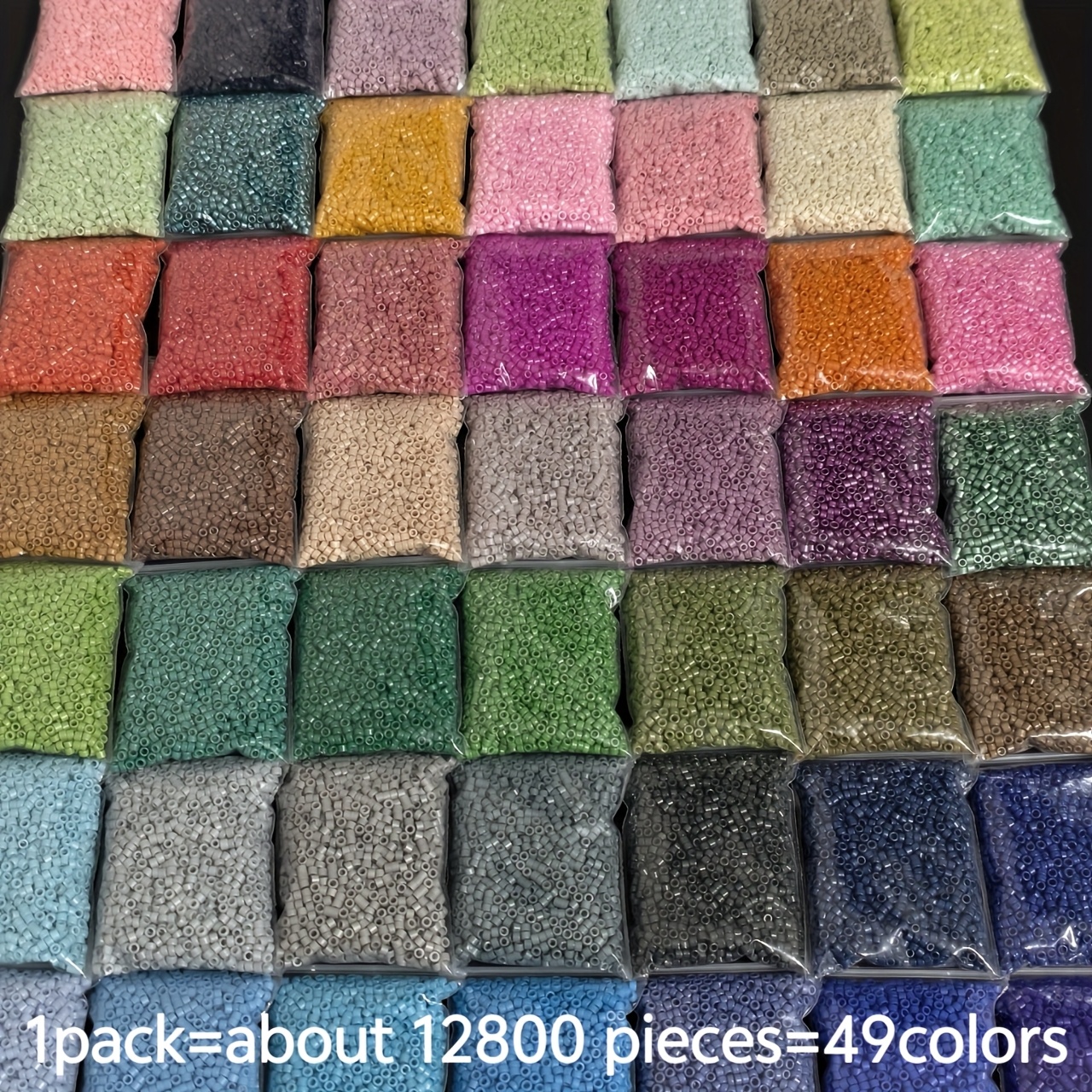 E-shop 12800 Stück 49 Farben Glasperlen Set, glatt, langlebig, einzeln verpackt, 2,5 mm Durchmesser, einheitliche Größe, festliche Dekorationen - Ideal