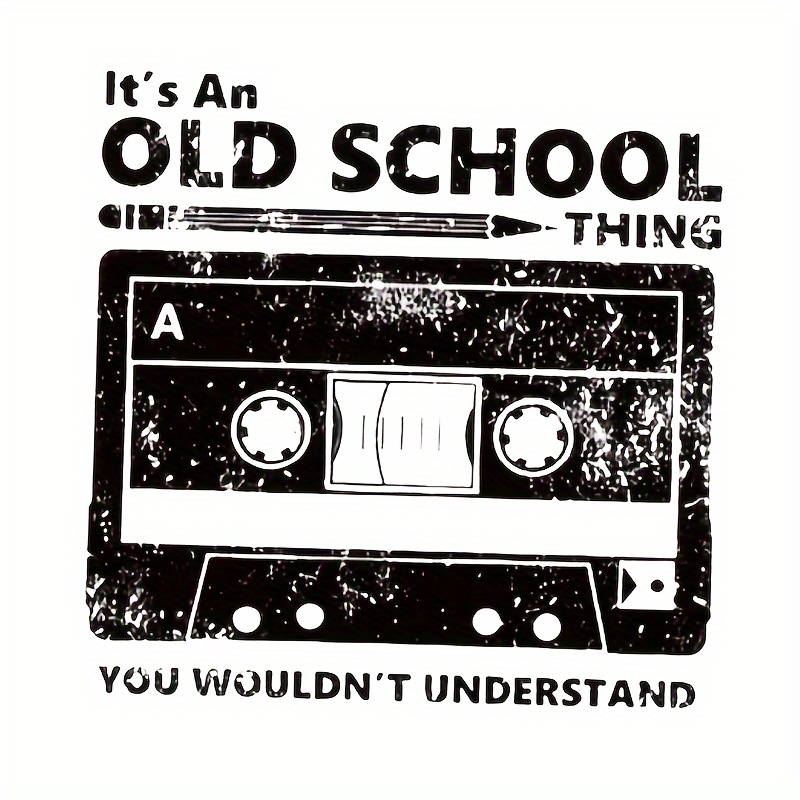 Image of 1pc Retro Cassette Tape Iron-on Patch - " An Old School Thing" Design For Diy T-shirts, Hoodies, Jeans, Backpacks, Jackets & Pillows - Pvc Material, Craft Projects | Retro Style Patch | Pvc Patch