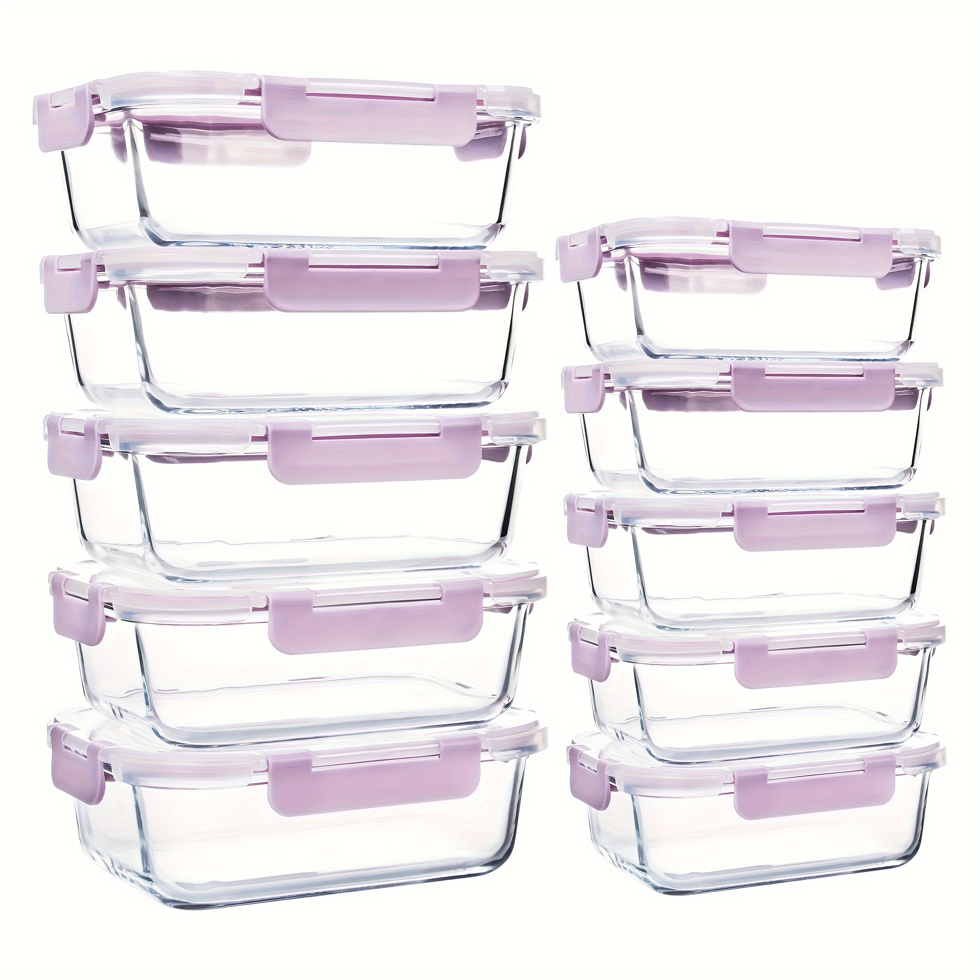 

10pcs Glass Meal Prep Containers, Food Storage Containers With Lids Airtight, Glass Lunch Boxes, Microwave, Oven, Freezer And Dishwasher Safe