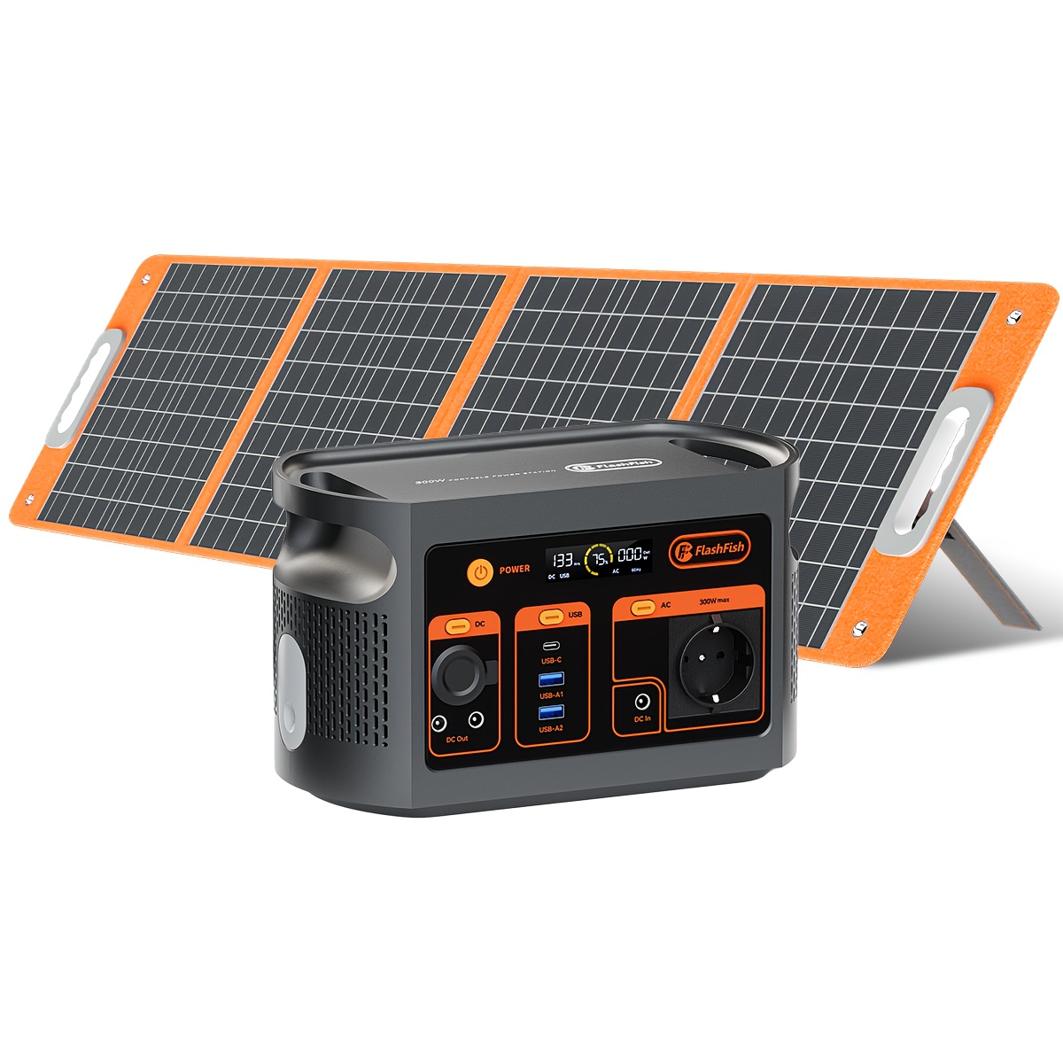 Solar Panel /300w Portable Power Station And Solar Panel Set, 179.2wh Lifepo4 Generator, Compatible And Efficient, With A Of Adapters And Solar Panels, Suitable For Cpap, , Camping