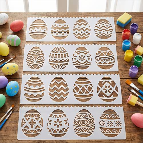 4pcs painting stencils 3 15x2 36inch reusable easter spray stencils suitable for crafts holiday decorations scrapbooking fabric card making and home art projects durable easter stencils easy to clean bunny templates multi