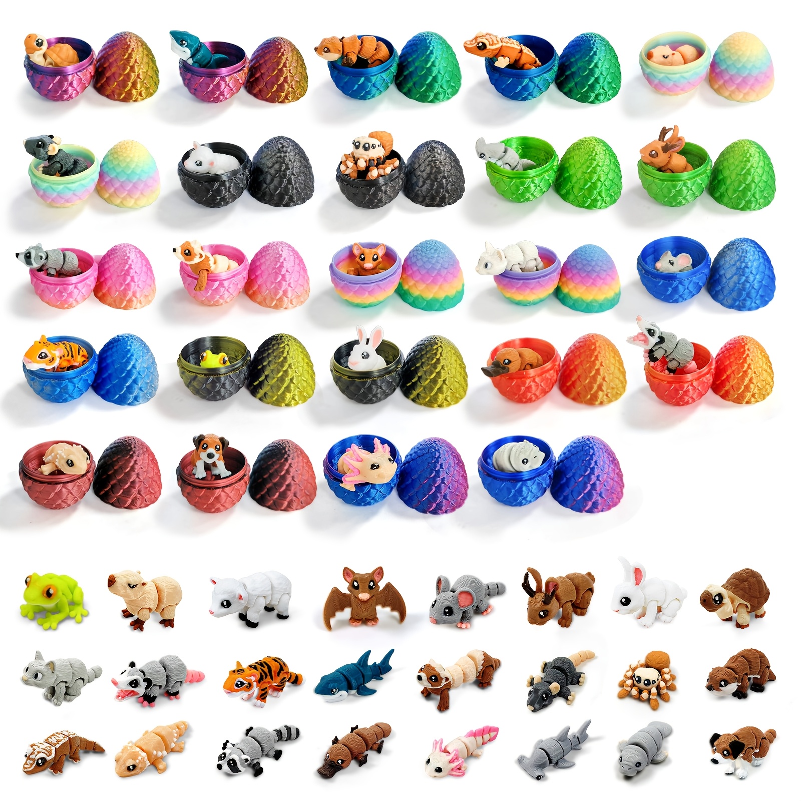 TEMU 24pcs 3d Printed Mini Animal Figurines In - Christmas Advent Calendar & Easter , Cute Miniature Pets Sculptures, Festive Holiday Countdown Gifts