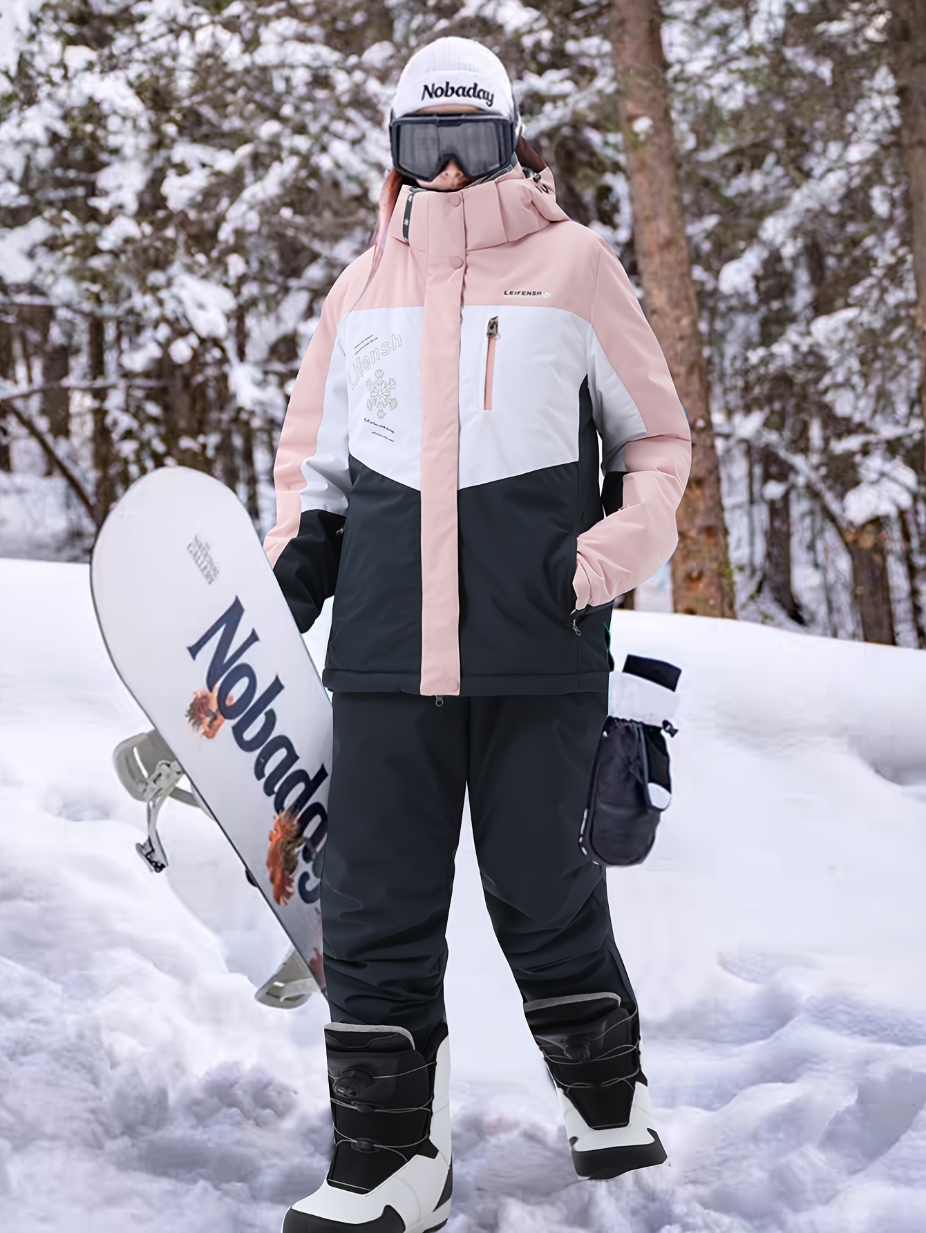 Stylish Womens Ski Packages Set Women'S Skiing Outfit Pink White