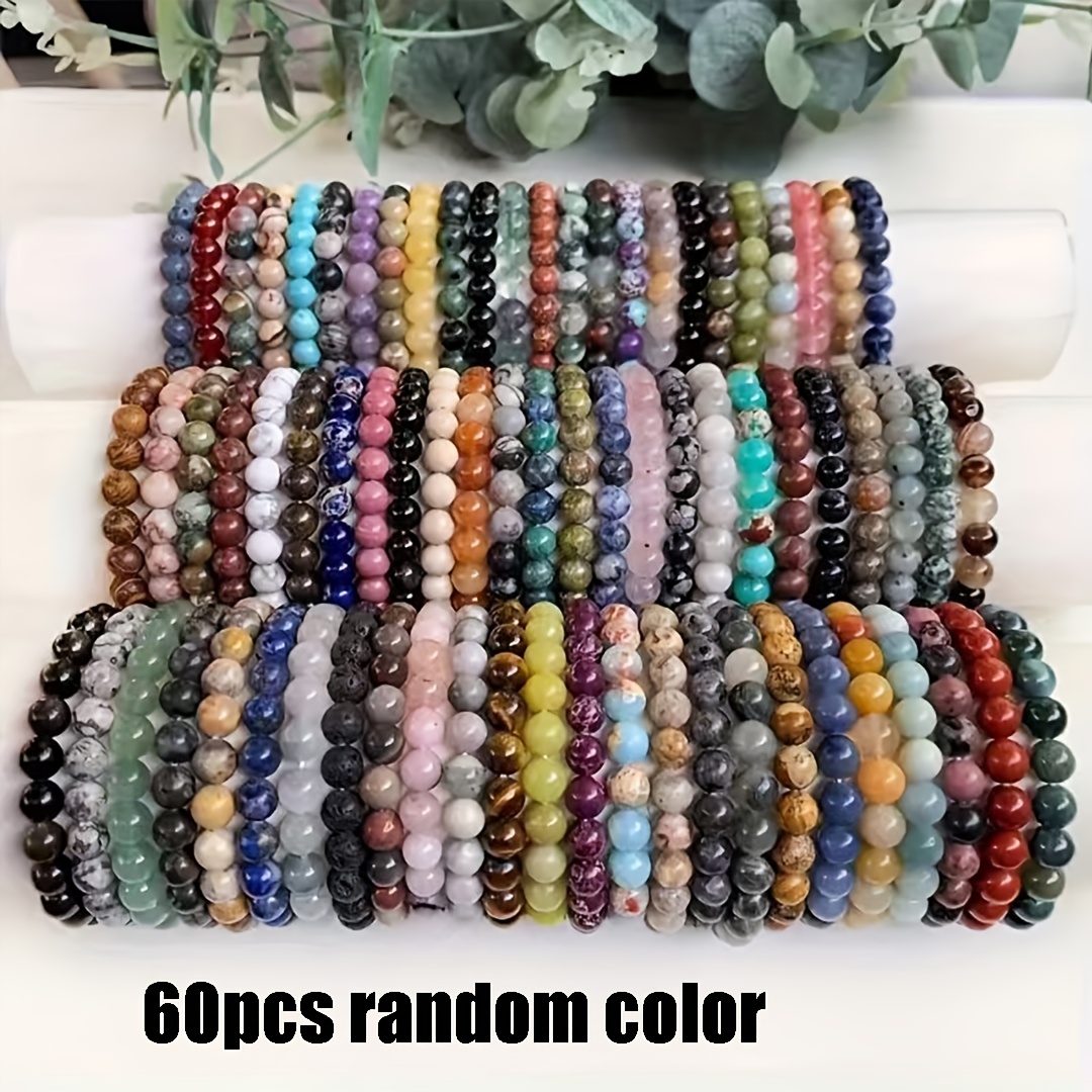 Image of 60pcs Random Color Bohemian Style Handmade Beaded Bracelet Set, Colorful Explosion Pattern Women's Bracelet Set, Suitable For Vacation And Daily Party Wear, Family And