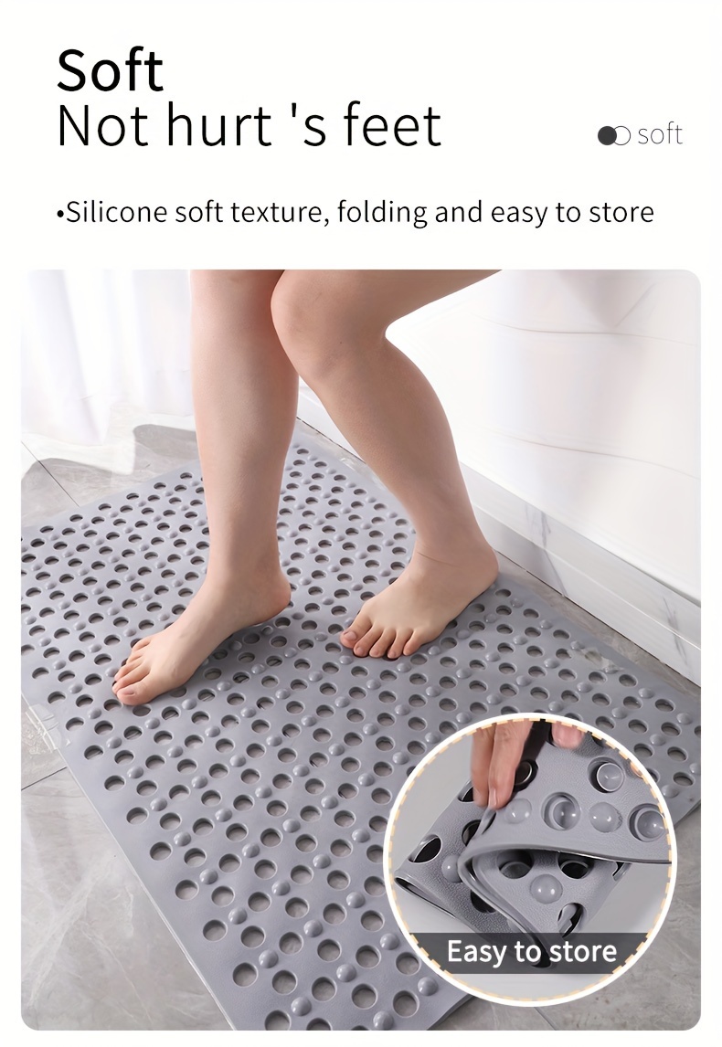 1pc bathroom non slip mat with suction cup bath rug shower mat round hole design bathroom massage   drain suitable for shower room hotel toilet toilet bathtub bathroom accessories Product details 5
