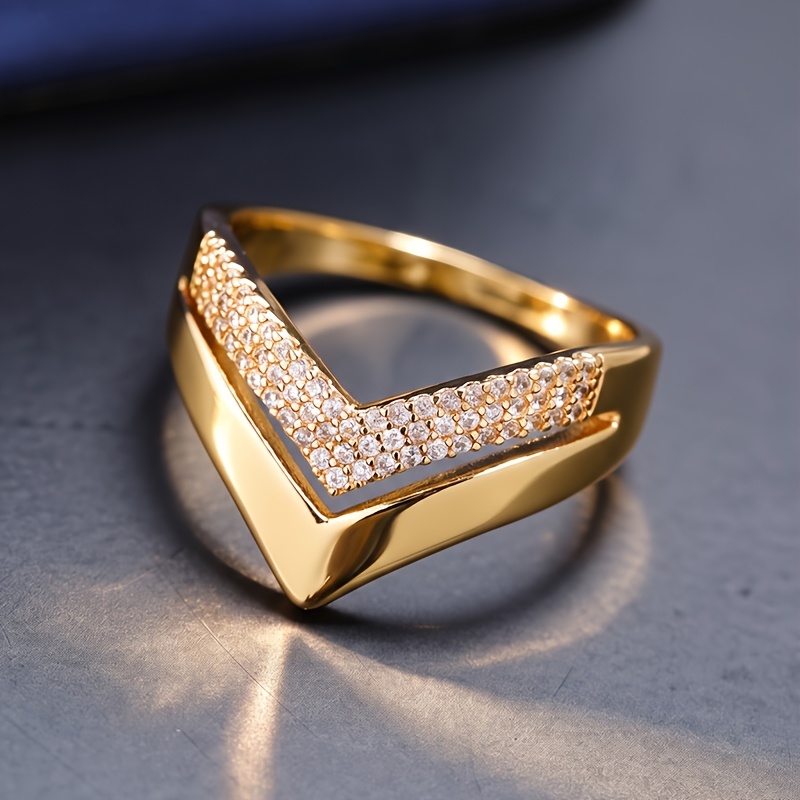 TEMU 1pc Men's Cz Wide Band Ring - -shaped Cz Symbol Of Victory Ring, Modern Minimalist Unisex Wedding Band Suitable For Daily Wear, Office, Parties,